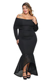 Black Overlay Off Shoulder Fishtail Plus Size Maxi Dress - Aoka Styles Australia