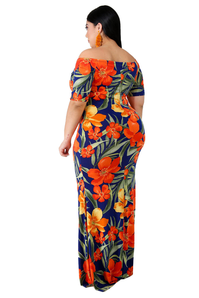 California Poppy Mermaid Plus Size Dress - Aoka Styles Australia