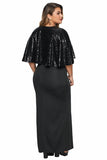 Black Sequin Cape Plus Size Maxi Dress - Aoka Styles Australia