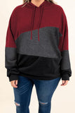 Red Lucky Break Color Block Plus Size Hoodie - Aoka Styles Australia