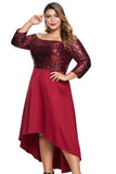 Red Off Shoulder Sequin Bodice Hi-lo Plus Size Dress - Aoka Styles Australia