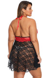 Red Sexy Lace Backless Halter Plus Size Babydoll - Aoka Styles Australia