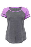 Purple Raglan Short Sleeve Plus Size Tee - Aoka Styles Australia