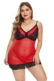 Red Lace Décor Plus Size Chemise Lingerie - Aoka Styles Australia