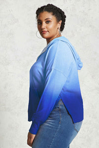 Blue Plus Size Ombre Terry Hoodie - Aoka Styles Australia