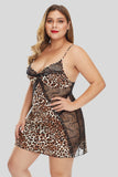 Cheetah Print Lace Hollow-out Plus Size Lingerie - Aoka Styles Australia