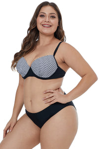 Waves Print Cups Plus Size Bikini Swimwear - Aoka Styles Australia