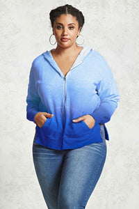 Blue Plus Size Ombre Terry Hoodie - Aoka Styles Australia