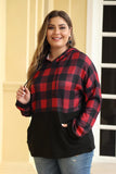 Red Plaid Patchwork Plus Size Hoodie - Aoka Styles Australia