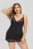 Black Lace Trim Plus Size Chemise - Aoka Styles Australia