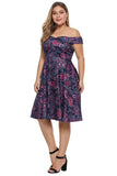 Off The Shoulder Floral Printed Plus Size Dress - Aoka Styles Australia