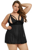 Black Plus Size Peek-a-boo Valentine Babydoll - Aoka Styles Australia