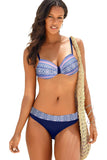 Blue Retro Print Plus Size Bikini Swimsuit - Aoka Styles Australia