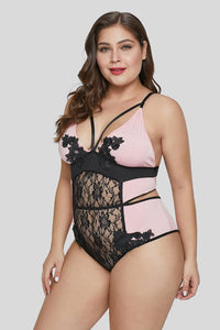 Floral Lace Applique Plus Size Teddy - Aoka Styles Australia