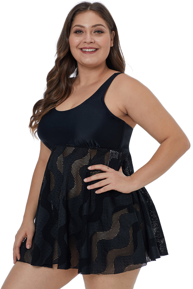 Black Plus Size Swim Dress - Aoka Styles Australia