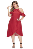 Red Off Shoulder Drop Sleeve Plus Size Dress - Aoka Styles Australia