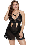 Plus Size Eye-catching Black Babydoll Set - Aoka Styles Australia