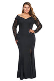 Beaded Lace Sleeve Off Shoulder Plus Size Gown - Aoka Styles Australia