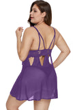 Plus Size Eye-catching Purple Babydoll Set - Aoka Styles Australia