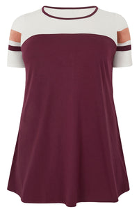 Red Plus Size Colour Block Top - Aoka Styles Australia