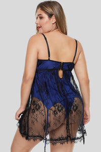 Plus Size Eyelash Lace Babydoll Set - Aoka Styles Australia