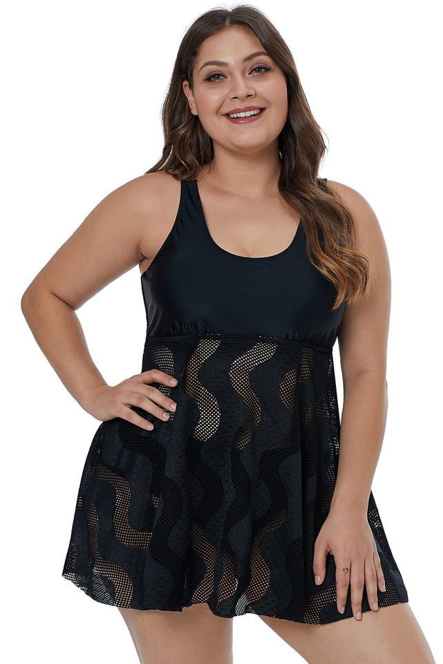 Black Plus Size Swim Dress - Aoka Styles Australia