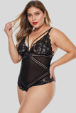 Black Plus Size Deep V Crossbody Bodysuit - Aoka Styles Australia