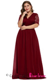 Red Plus Size Chiffon Evening Party Maxi Dresses - Aoka Styles Australia