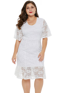 White Plus Size Lace Dress - Aoka Styles Australia